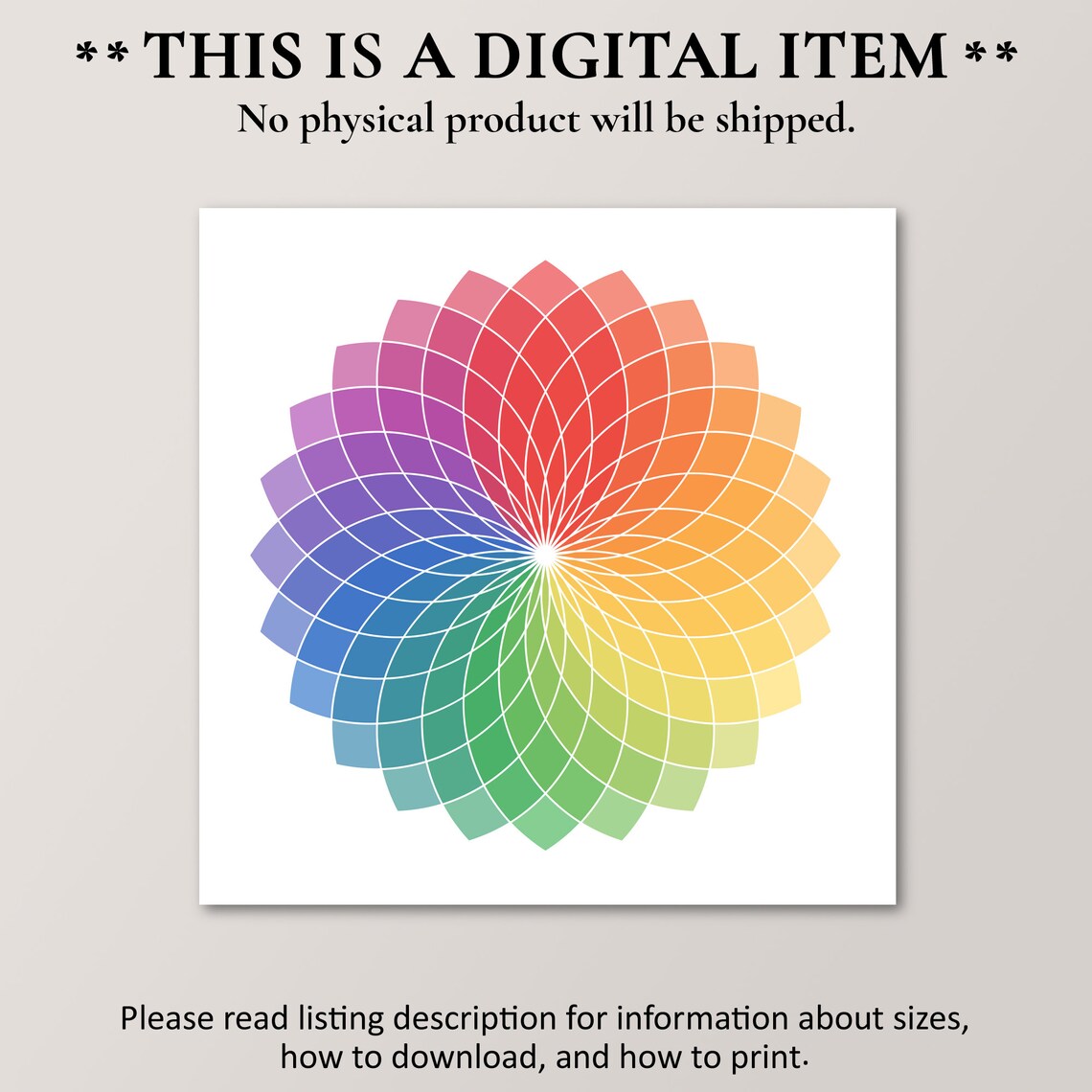 Color Wheel Poster Geometric Art Print Colorful Wall Art Instant - Image 2