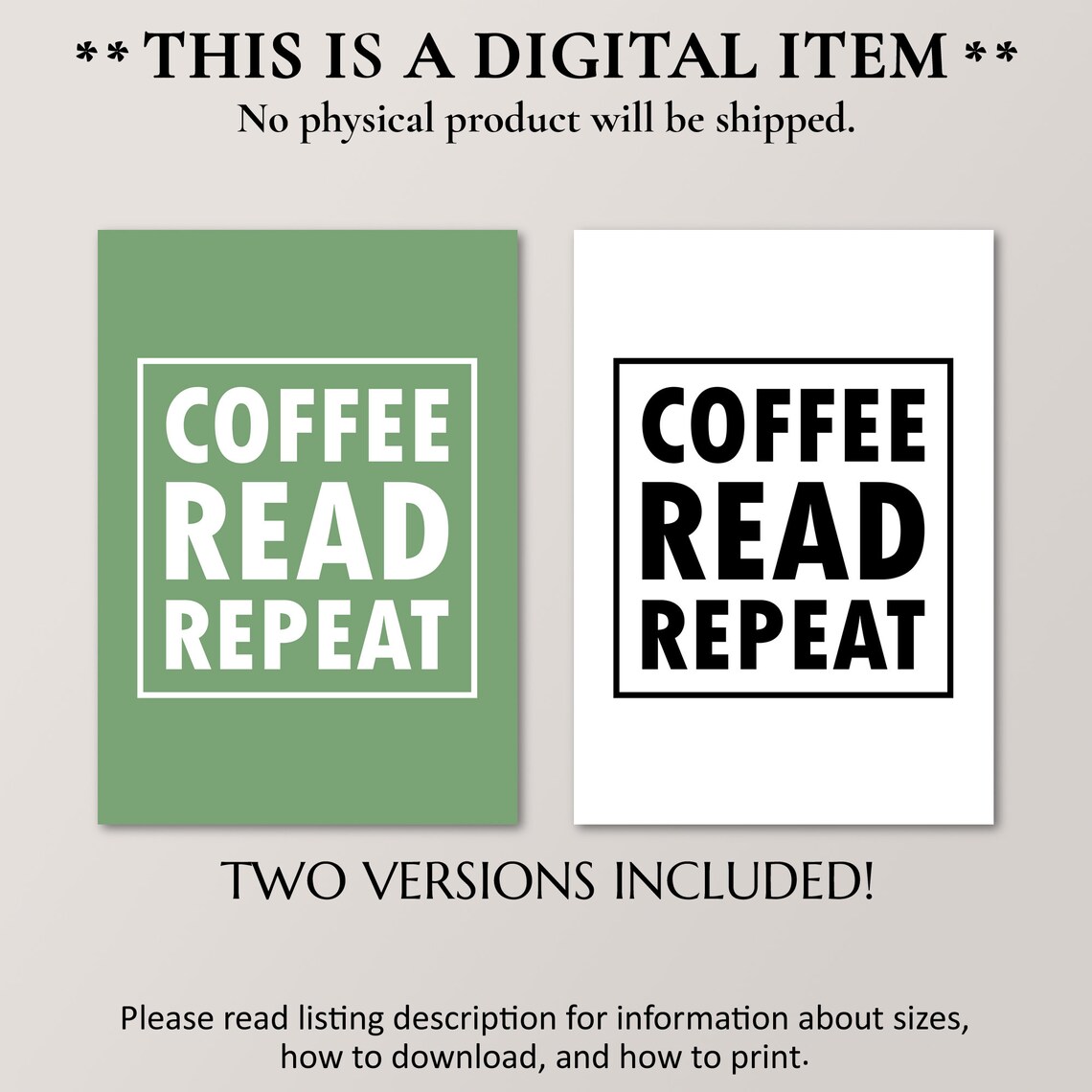 Coffee Read Repeat Book Lover Green Reading Nook Decor Art Print - Image 4