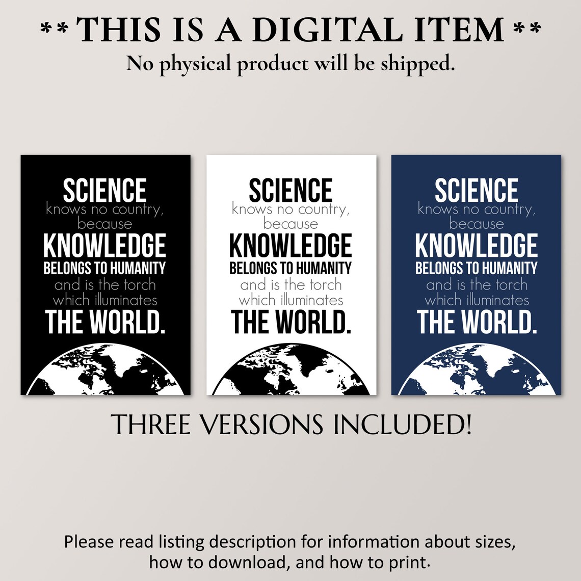 Science Knows No Country Quote Poster, Classroom Decor - Image 2