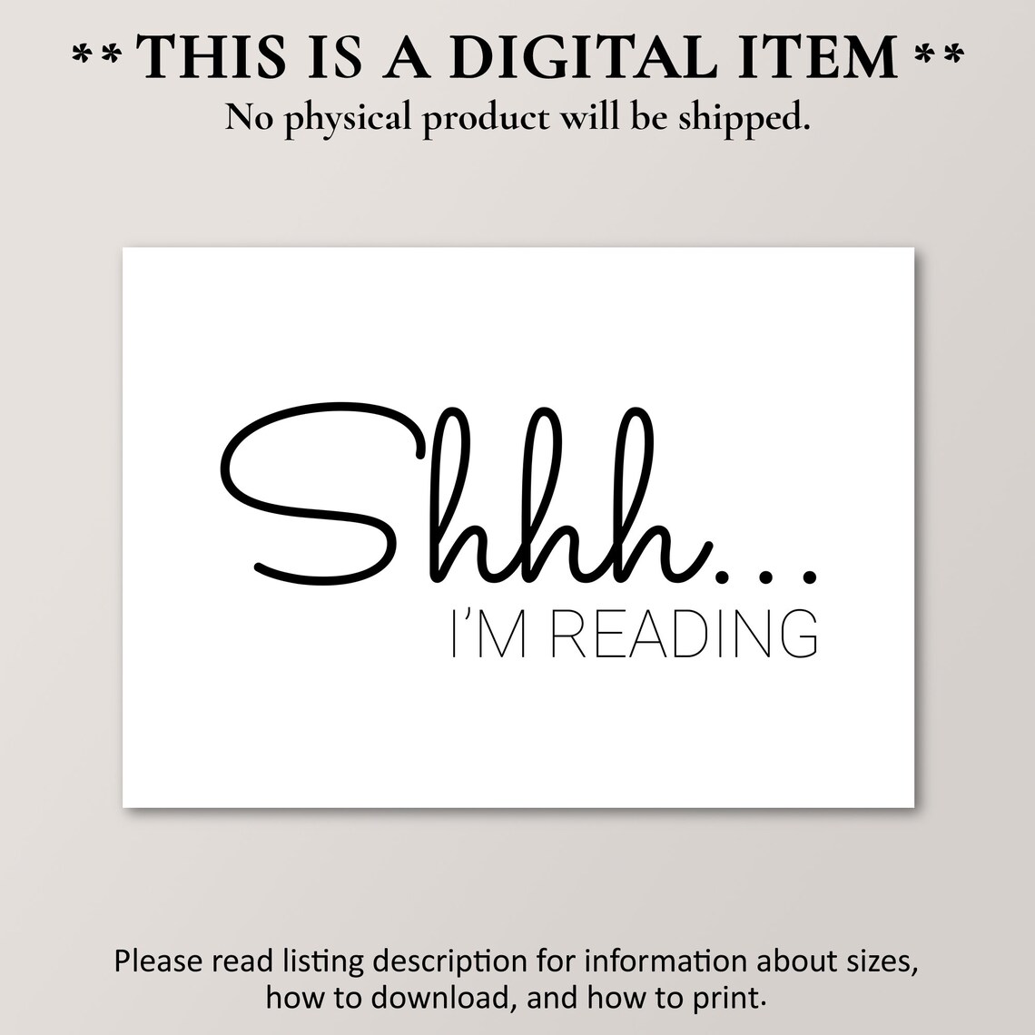 Shhh I'm Reading Bookworm Art Print, Home Library Decor - Image 4