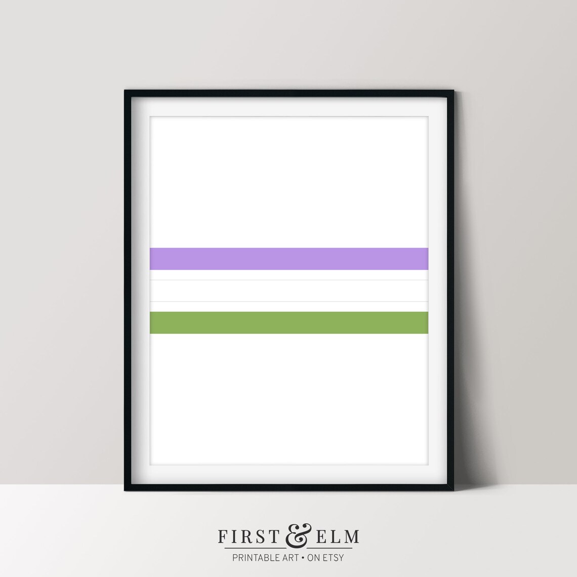 Genderqueer Pride Flag Lavender White Green Striped Minimalist Poster - Image 2