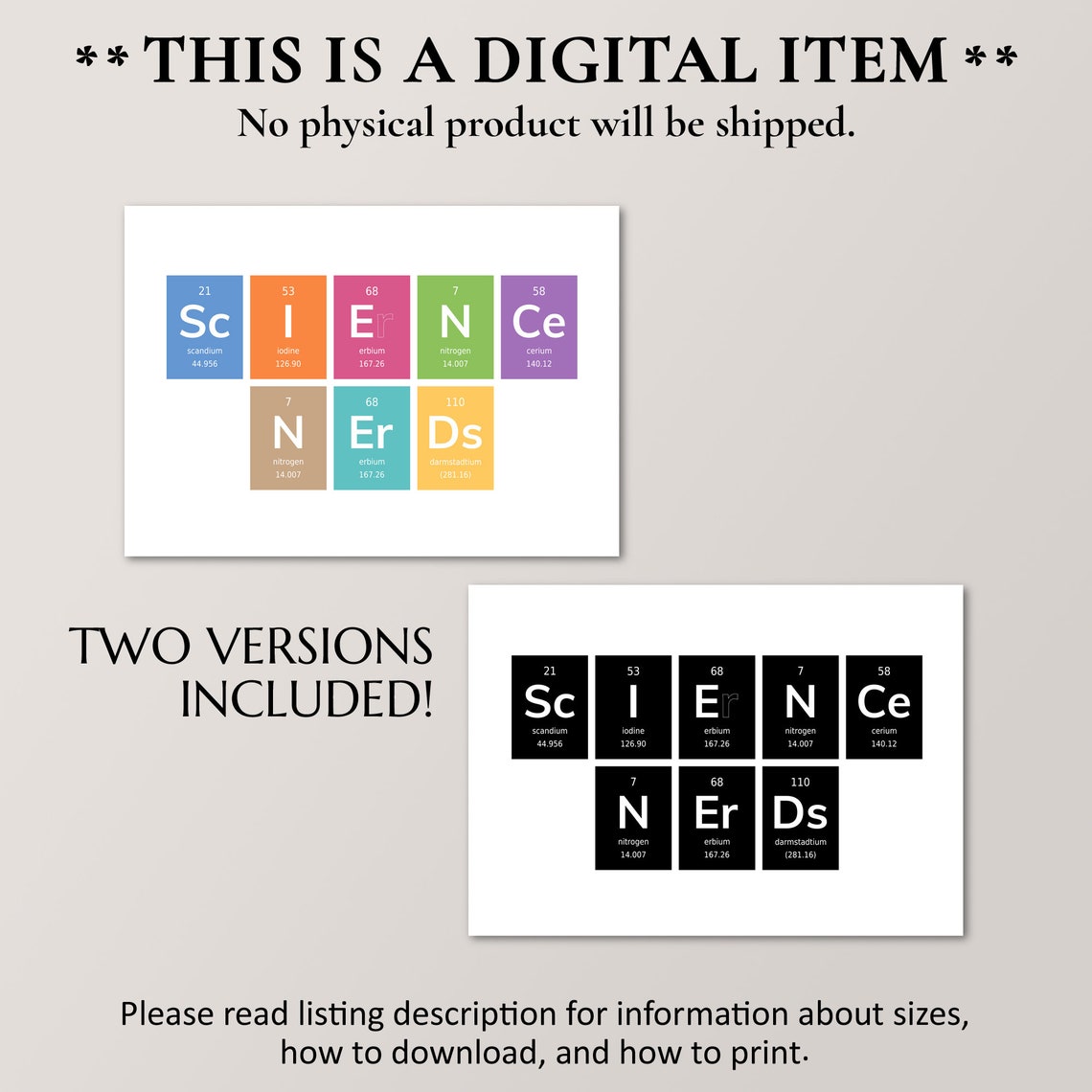 Science Nerds Periodic Table Elements Colorful Typography Art Print - Image 4