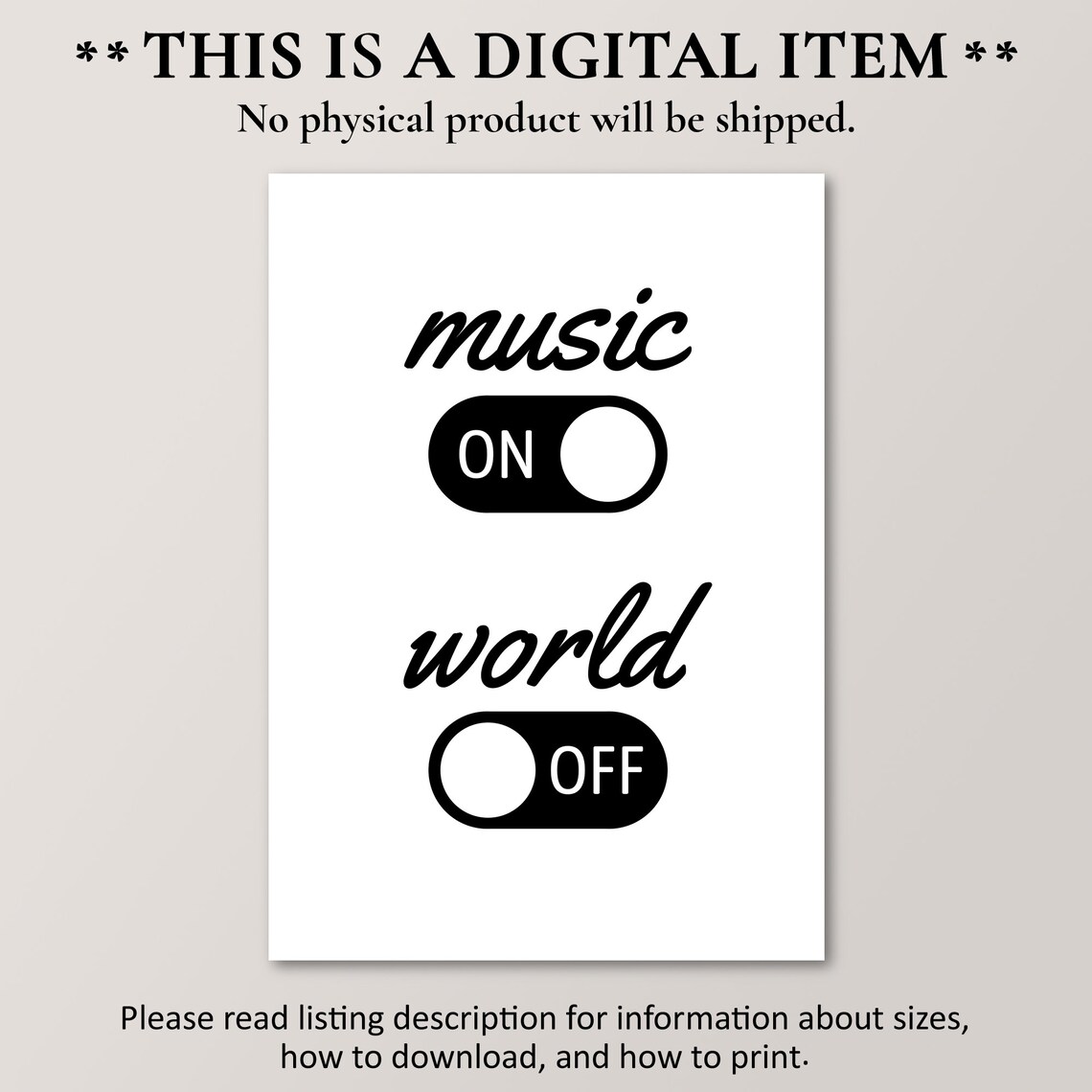 Music On World Off Audiophile Music Lover Art Print - Image 2