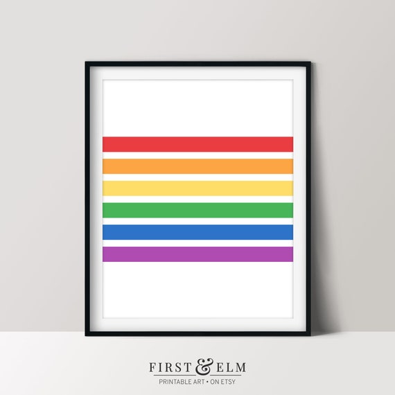 Gay Pride Flag Modern Minimalist Lgbt Art Rainbow Stripes Instant