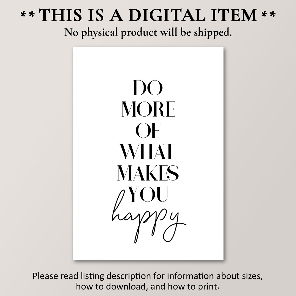 Do More Of What Makes You Happy Inspirational Minimalist Quote Poster - Image 3