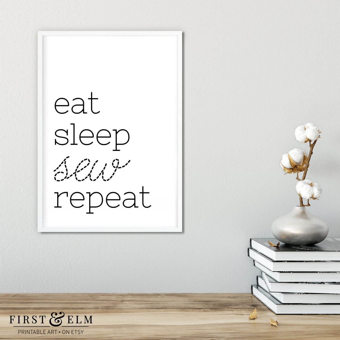 Eat Sleep Sew Repeat Funny Quilter Stitch Script Craft Room Poster - Image 3