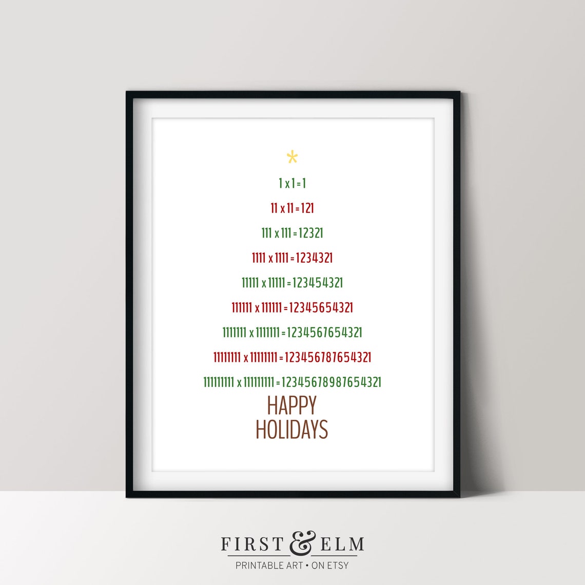 Multiplication Christmas Tree Math Nerd Happy Holidays Poster