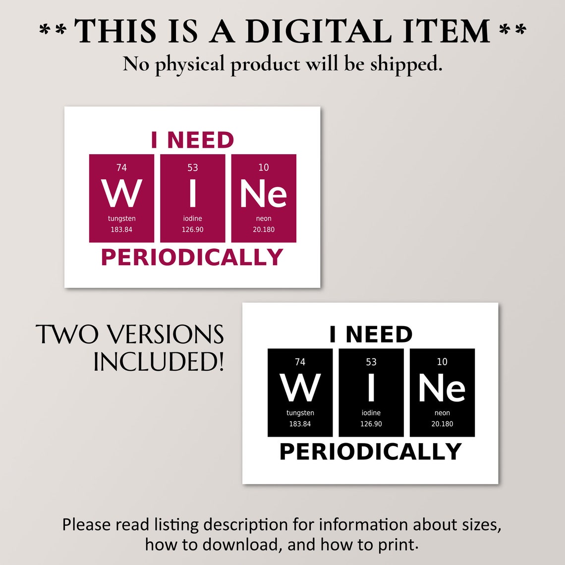 I Need Wine Periodically Element Tiles Poster Chemistry Humor Gift - Image 2