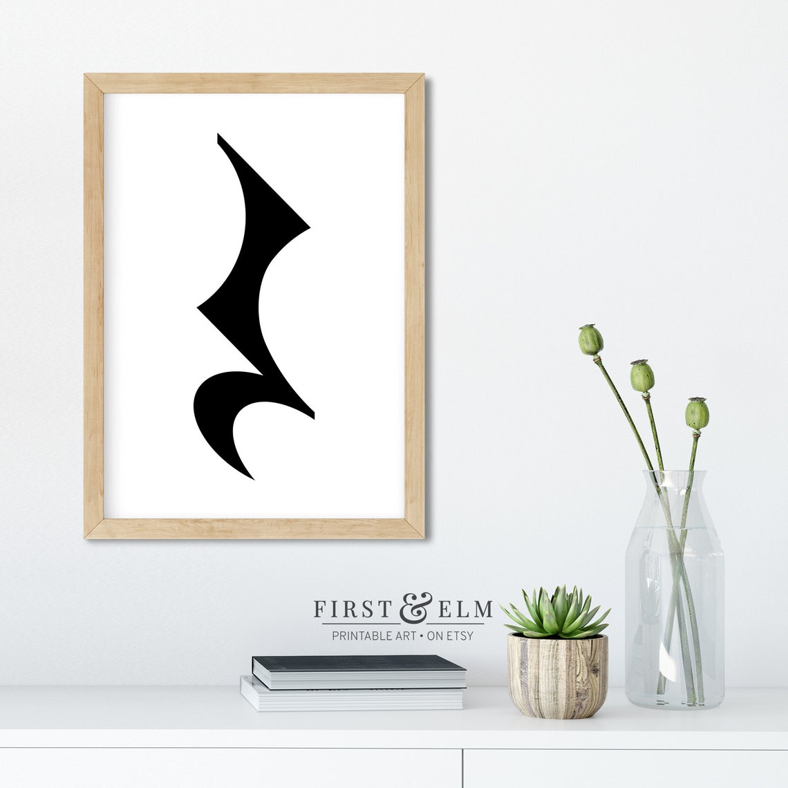 Musical Quarter Rest Symbol Minimalist Music Note Black White Print - Image 3