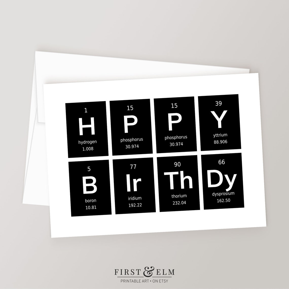 Happy Birthday Periodic Table Elements Greeting Card Print Science