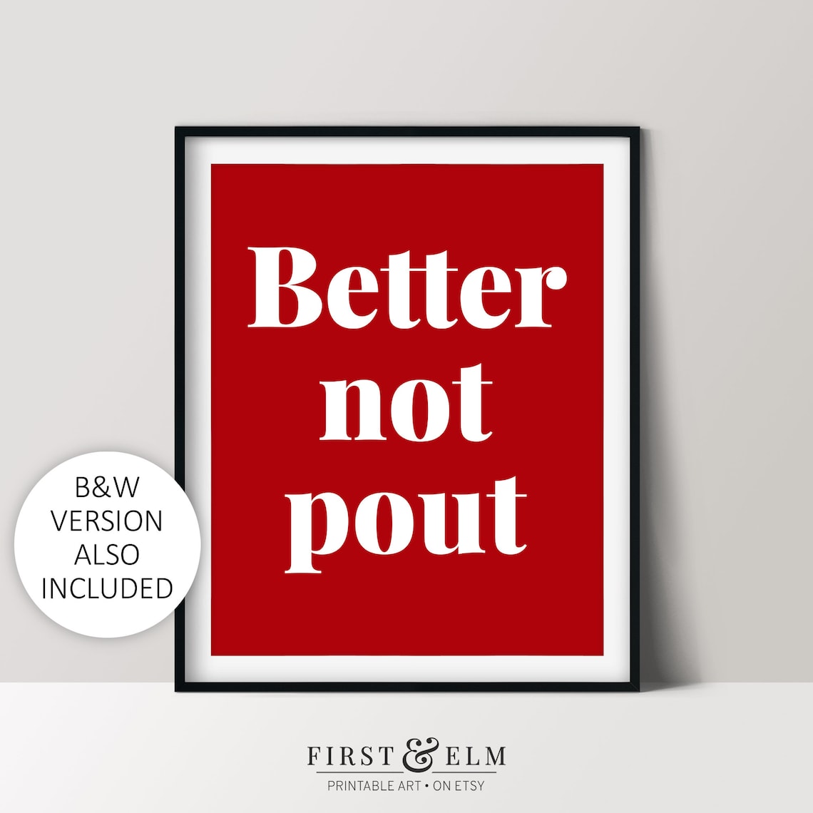 Better Not Pout Funny Red Christmas Santa Quote Holiday Poster