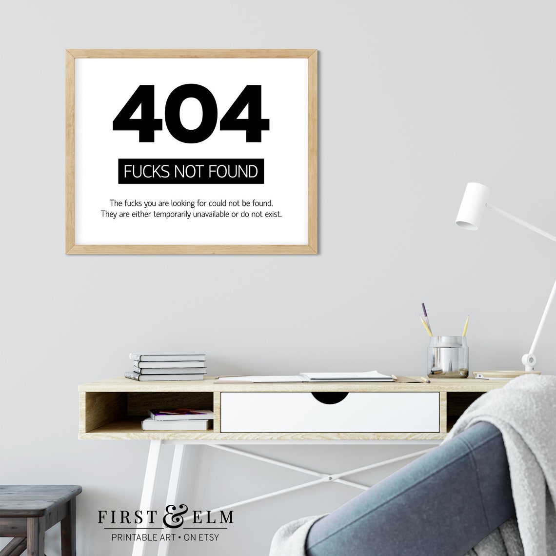 404 Fucks Not Found Funny Office Error Message Geek Humor Poster - Image 2