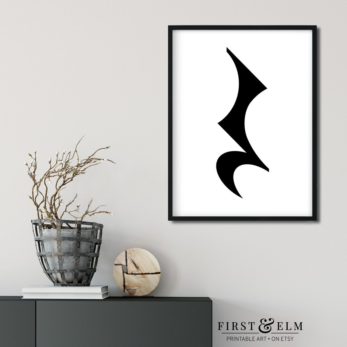 Musical Quarter Rest Symbol Minimalist Music Note Black White Print - Image 2