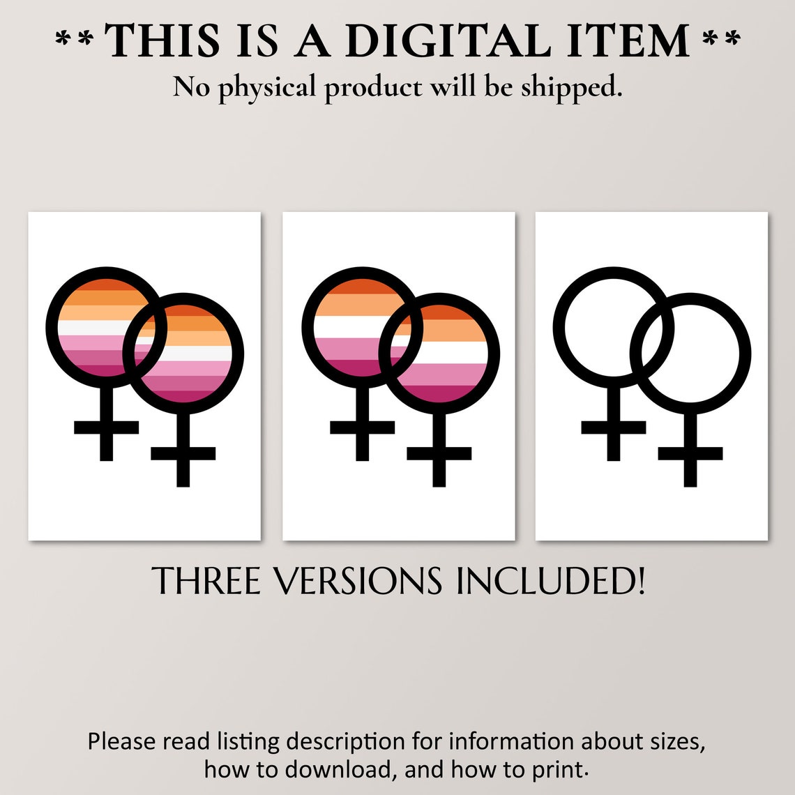 Lesbian Symbol Double Venus Sunset Pride Flag Colors Minimalist Print - Image 4
