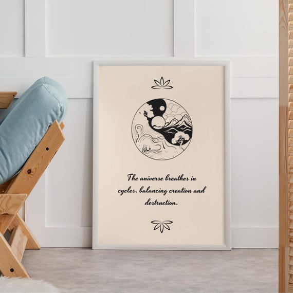 Zen Wall Art Buddha Quote Print Yin Yang Spiritual Motivational Yoga Room Decor Japandi Mindfulness Poster Balance Harmony