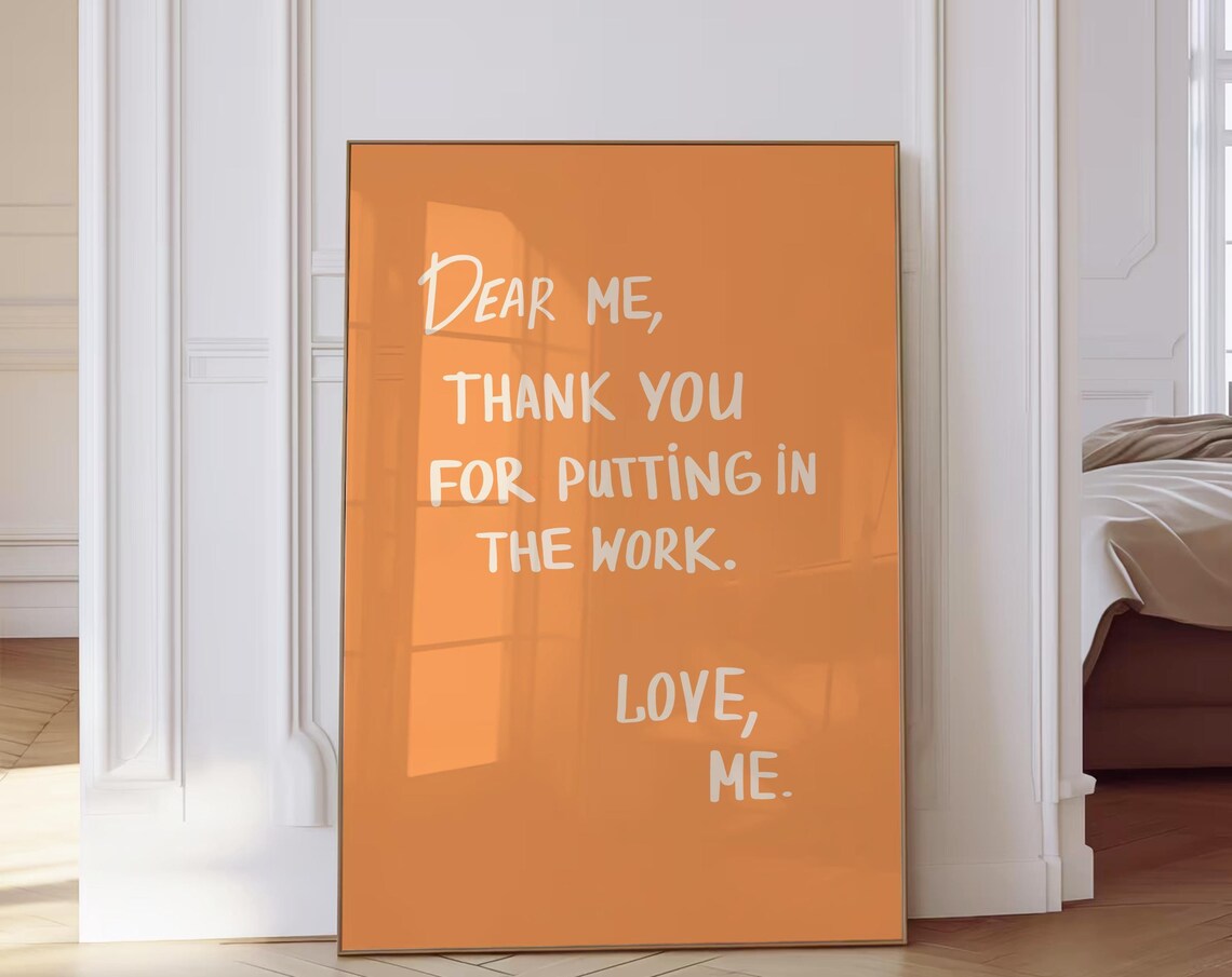 Dear Me Thank You Self Love Letter Burnt Orange Typography Poster