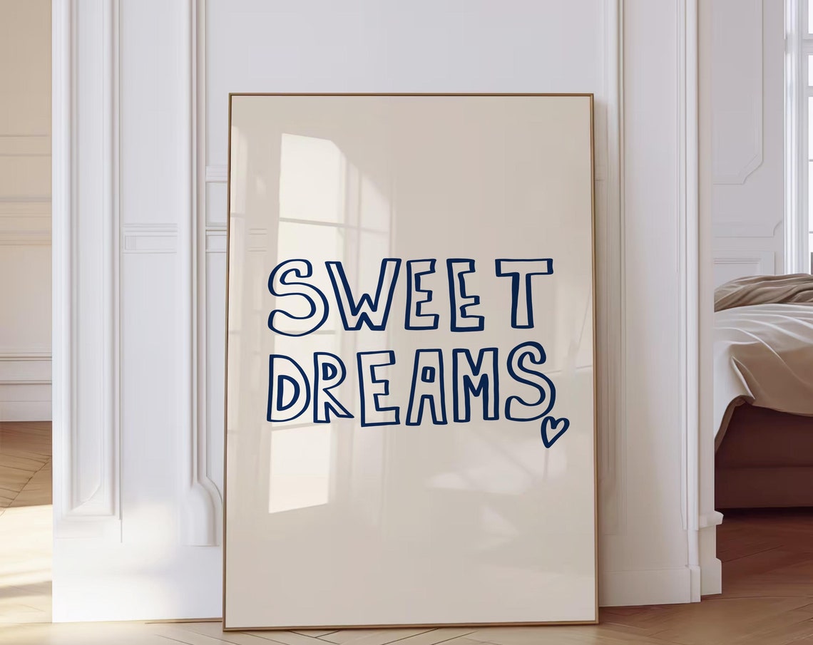 Sweet Dreams Print Above Bed Print Dorm Room Prints Teen Girl Bedroom Prints College Apartment Mid Century Aesthetic Prints