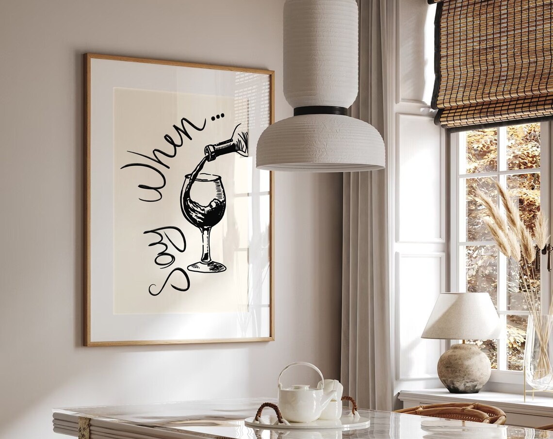Modern Wine Print, Funny Kitchen Bar Cart Art Print