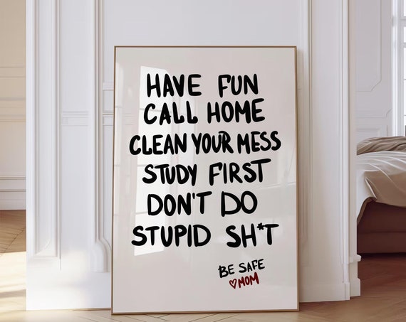 Dorm Rules Decor College Quote Art Print