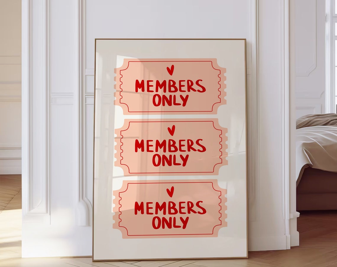 Members Only Triple Ticket Retro Pink Funky Pop Decor Wall Art