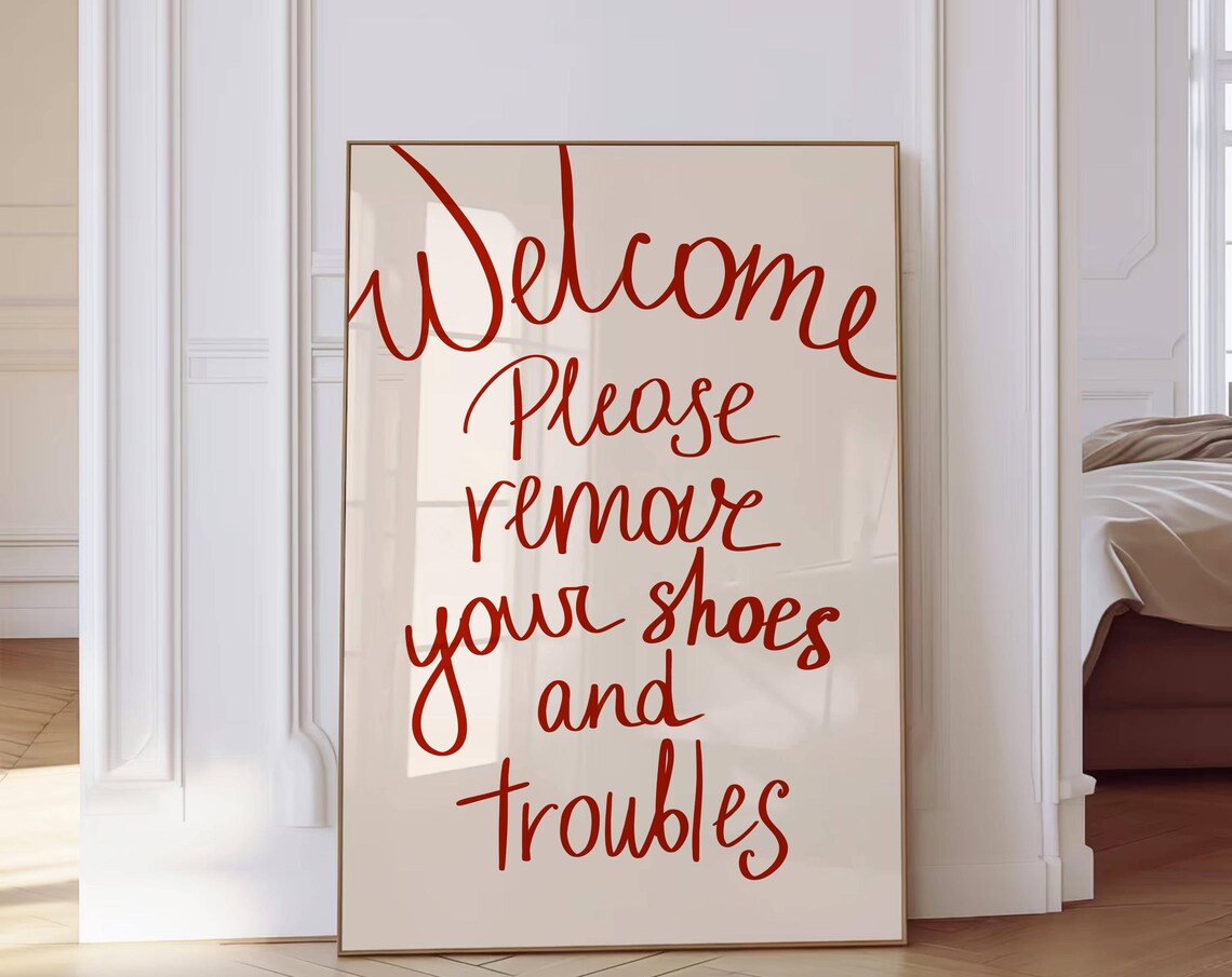 Shoes Off Sign Funny Entryway Retro Art Print