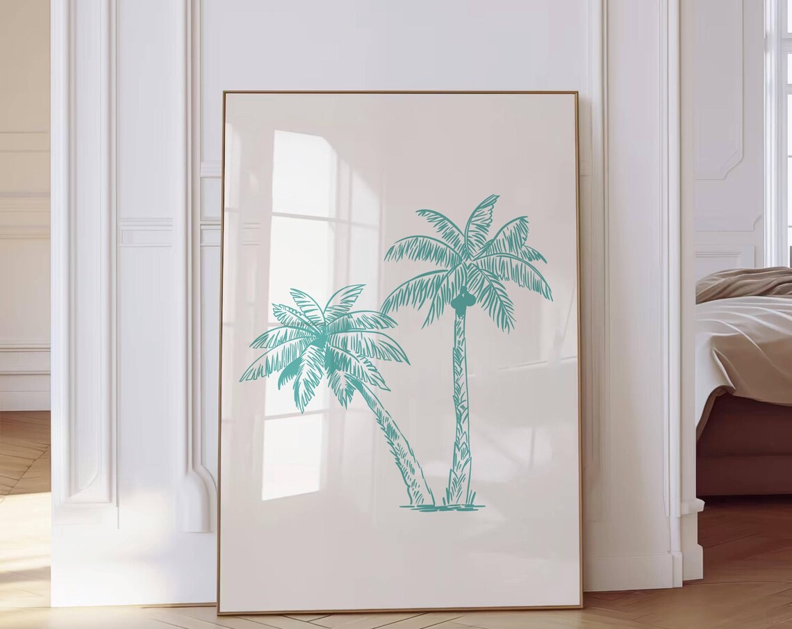 Palm Tree Art Print, Trendy Coastal Decor