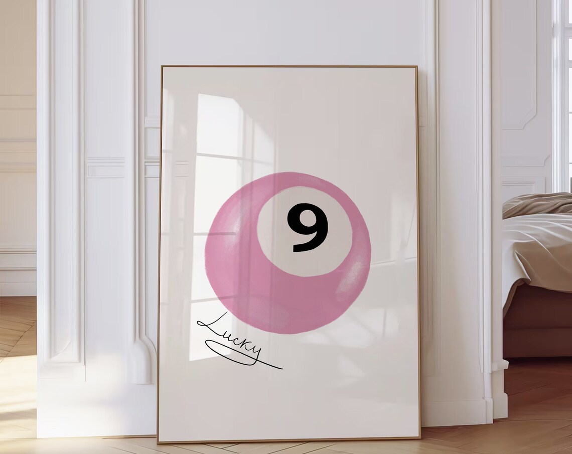 Vintage Pool Ball 9 Ball Retro Poster Print