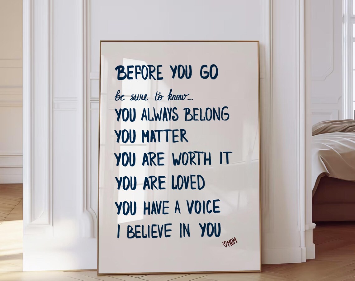 Dorm Affirmation Quote Print, Preppy Y2K Decor