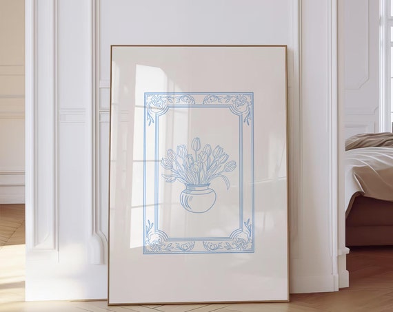 Vintage Tulip Illustration Art Print, Botanical Decor