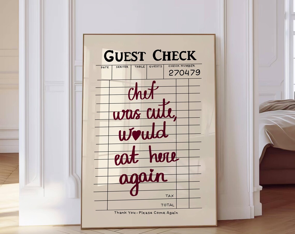 Guest Check Chef Was Cute Retro Kitchen Art Print