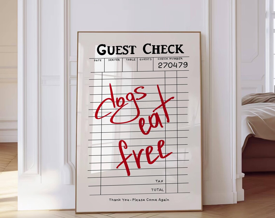 Dogs Eat Free Retro Kitchen Bar Art Print
