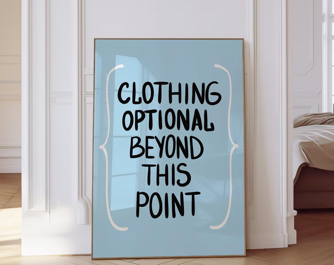 Clothing Optional Coastal Typography Art Print