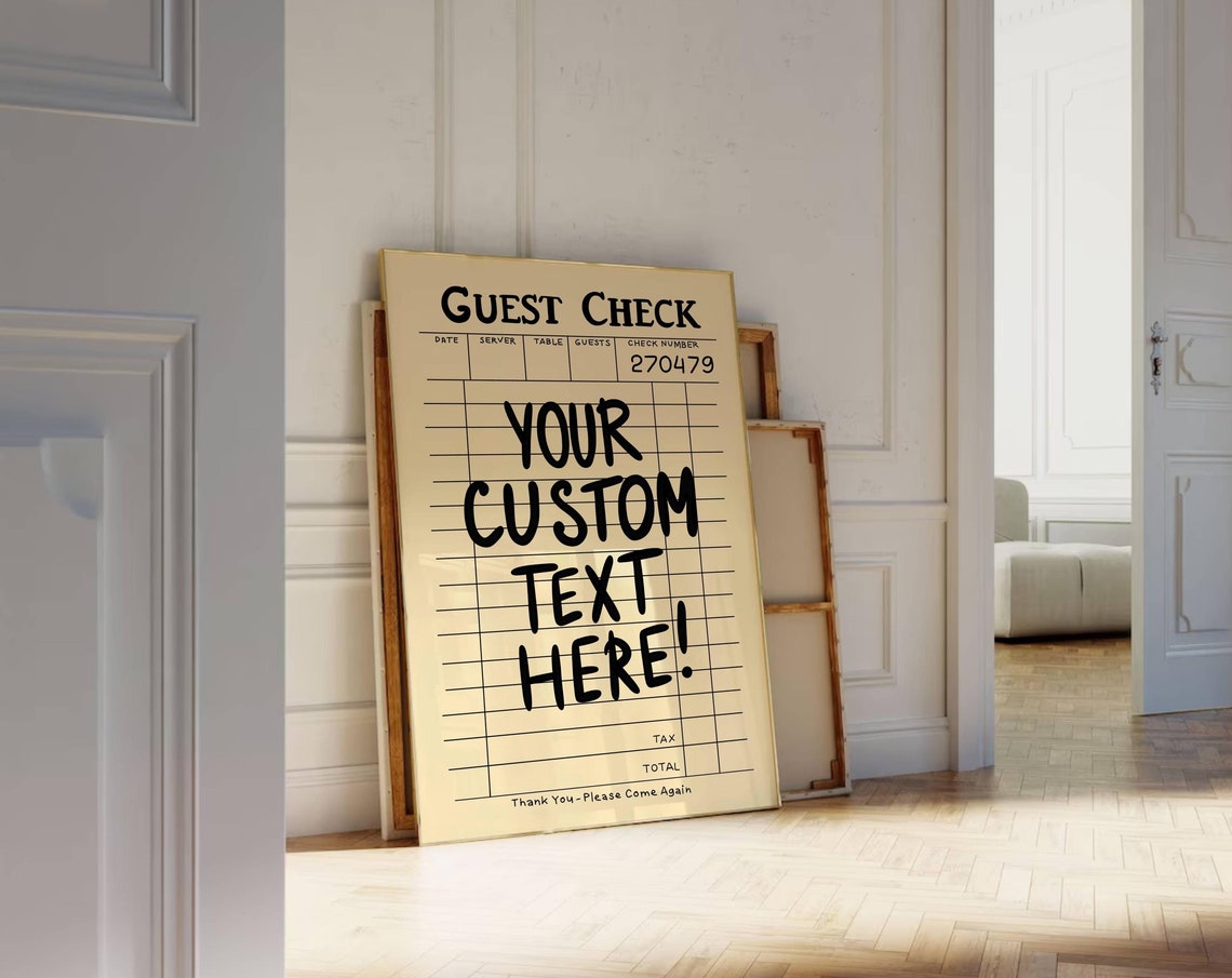 Guest Check Custom Text Retro Restaurant Receipt Kitchen Poster