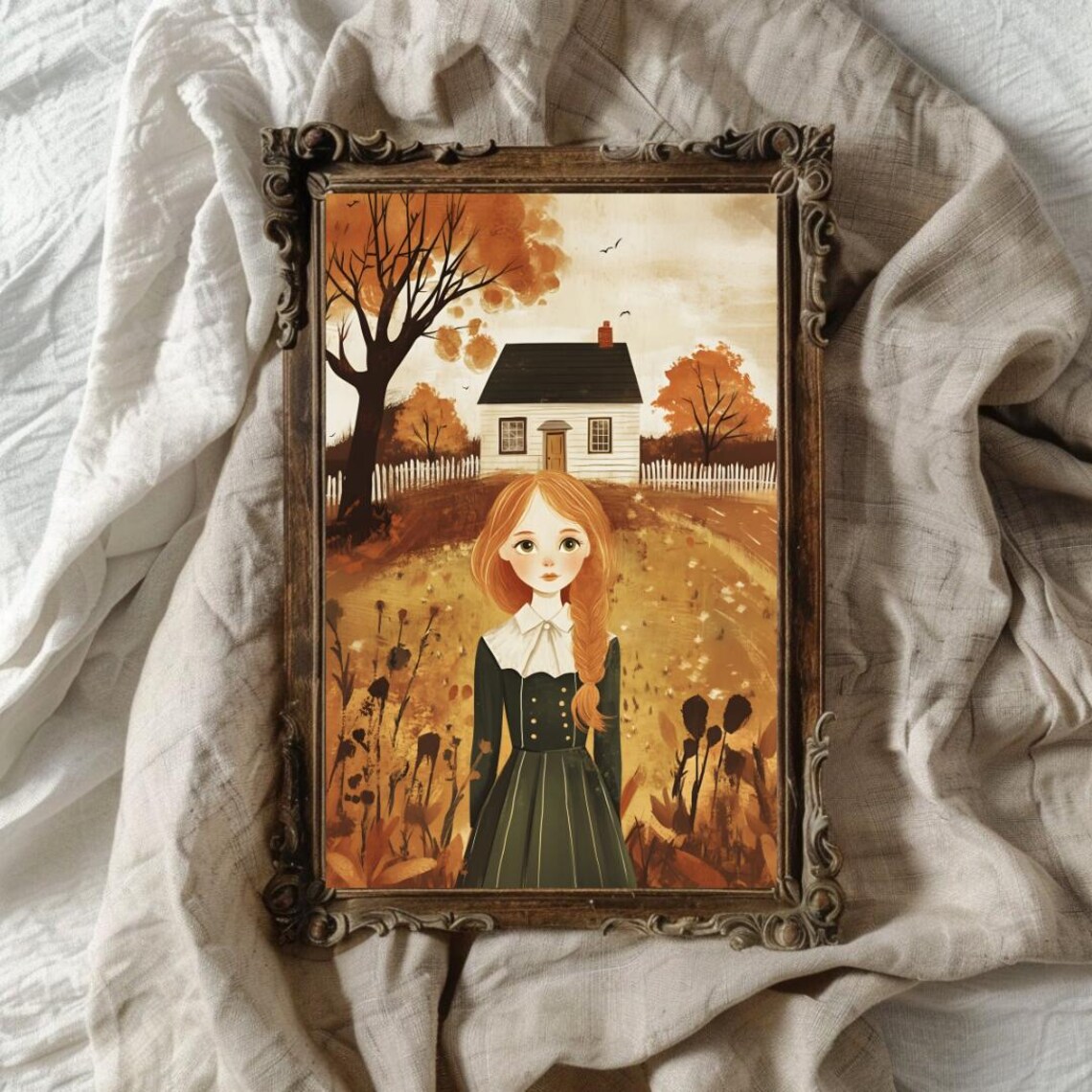 Red Haired Girl Before Cottage Anne of Green Gables Art Poster - Image 2