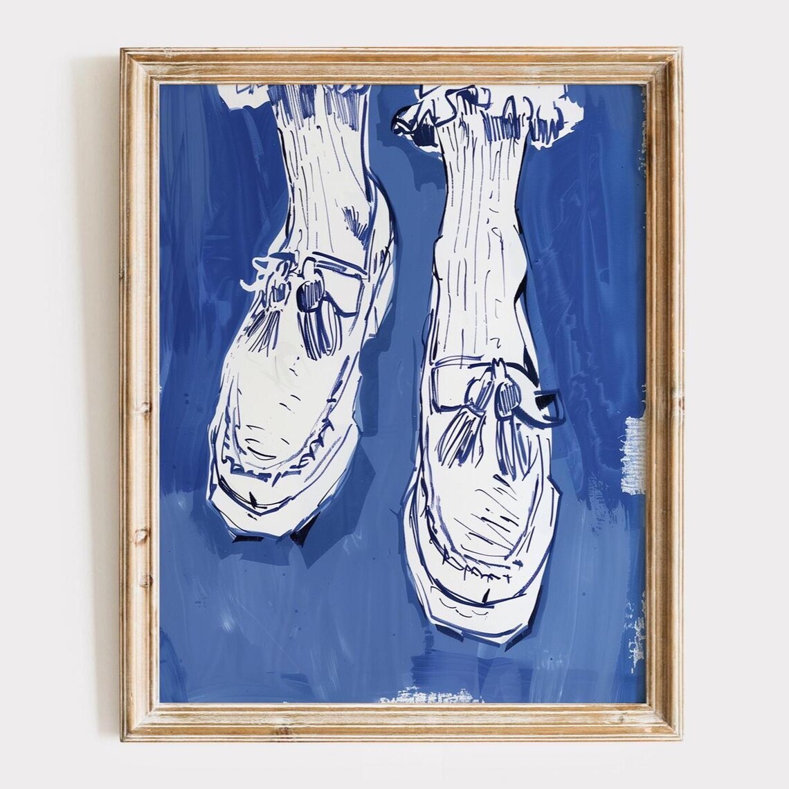 Blue Tassel Loafers Fashion Illustration Poster Preppy Shoe Artwork