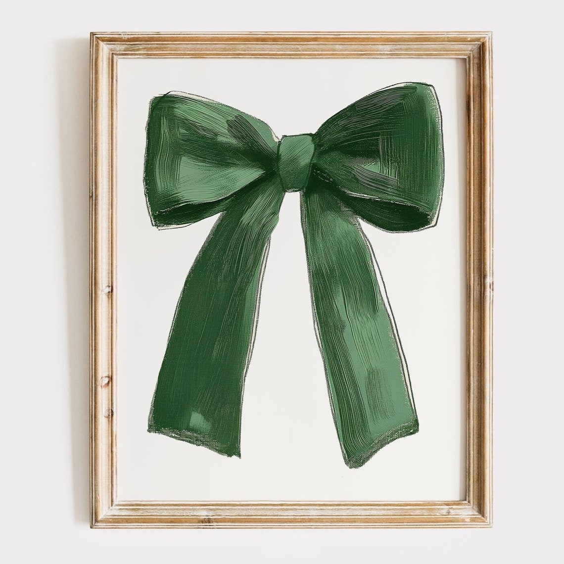 Large Elegant Green Painted Bow Coquette Style Decorative Art Poster