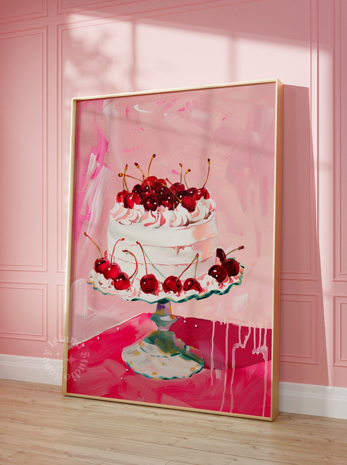 Retro Cake Print, Cherry On Top Kitchen Poster