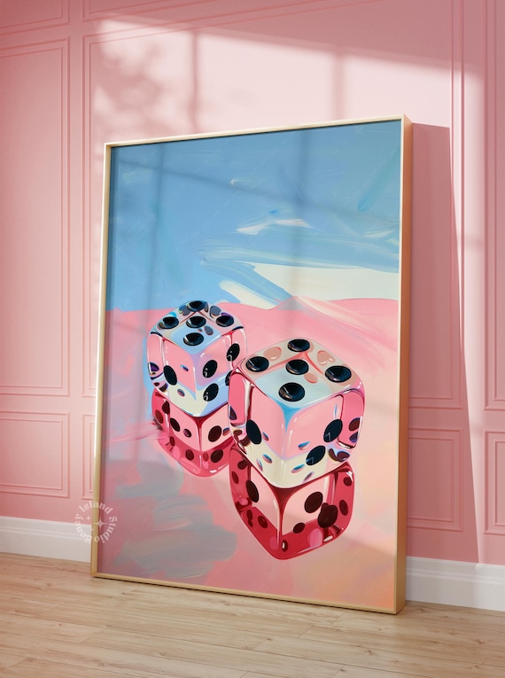 Dice Wall Art Print, Trendy Retro Bar Decor