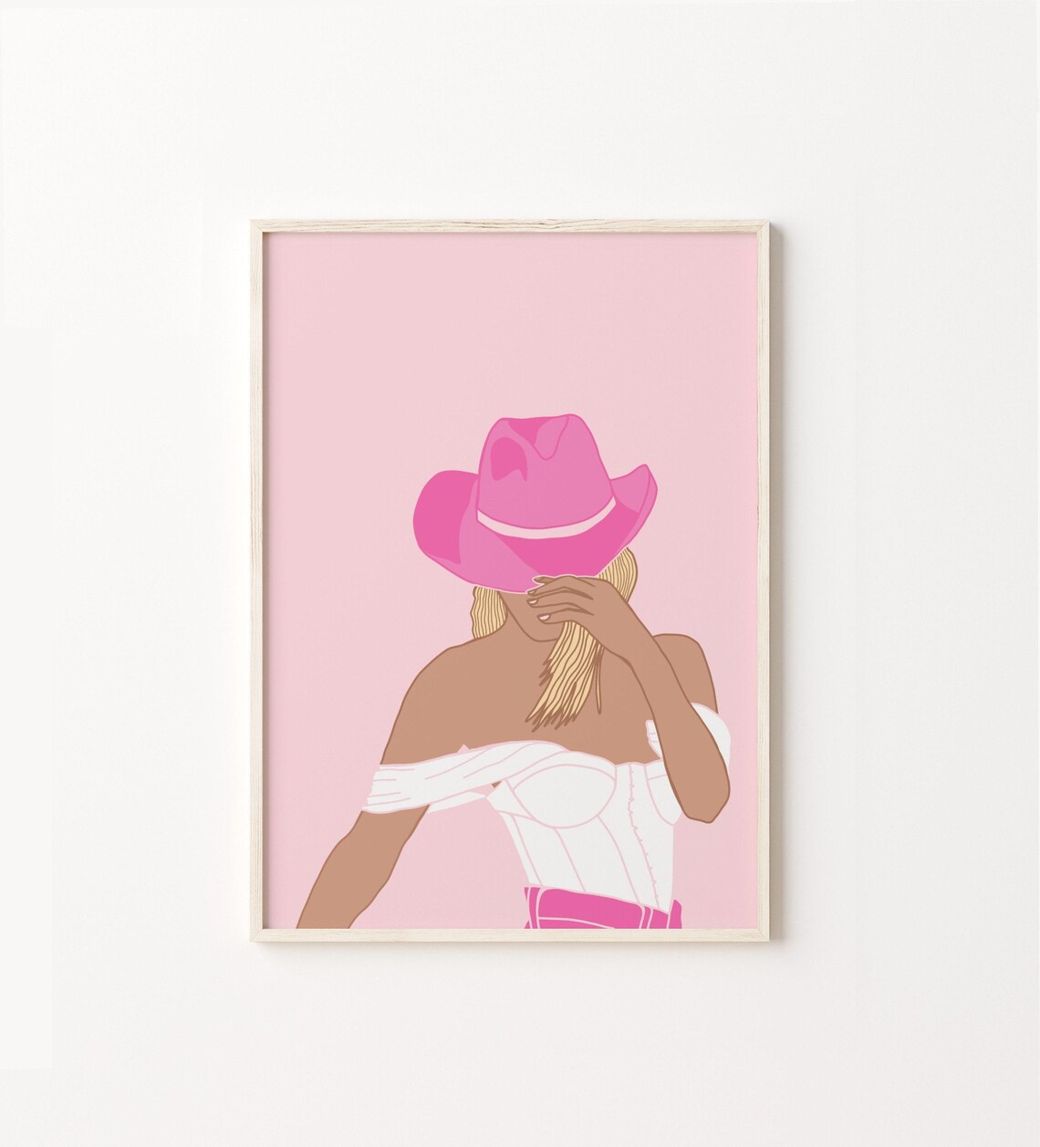 Western Girl Pink Art Print, Texas Boho Decor