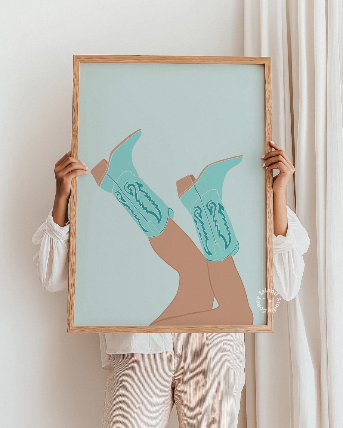 Turquoise Cowboy Boots Preppy Western Cowgirl Rodeo Style Poster