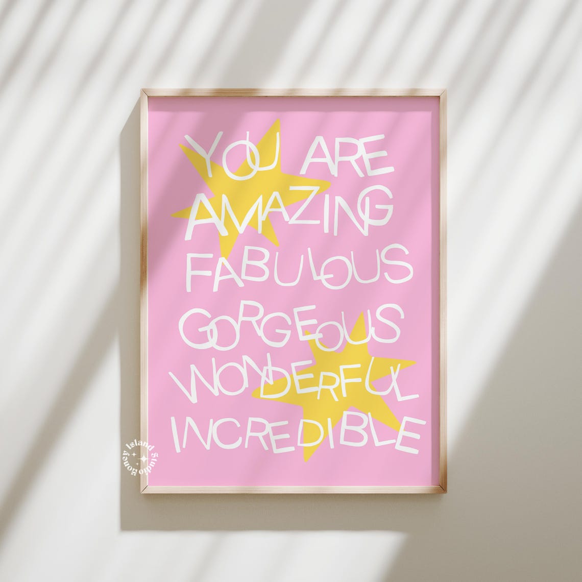 You Are Amazing Fabulous Gorgeous Pink Star Quote Wall Art Decor