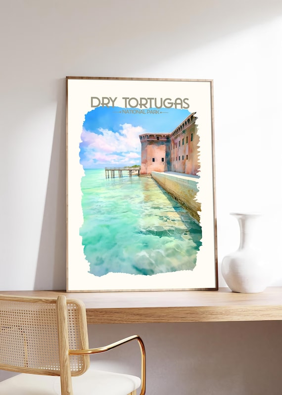 Dry Tortugas National Park Fort Jefferson Turquoise Watercolor Poster