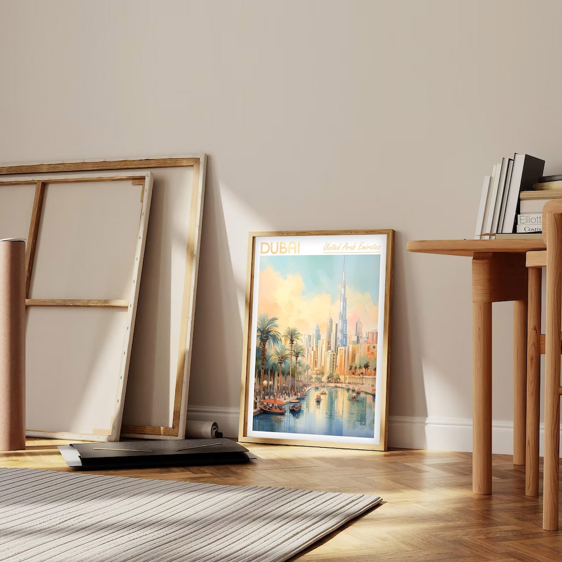 Dubai United Arab Emirates Burj Khalifa Watercolor Travel Poster