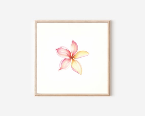 Tropical Plumeria Watercolor Art Print Exotic Floral Home Decor Accent Hawaii Artwork Hawaiian Painting Flower Lover Gift Flower Art