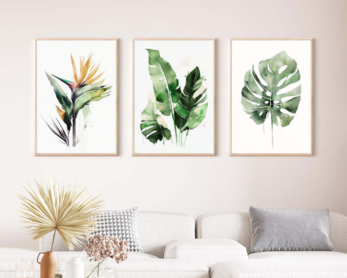 Banana Leaf Watercolor Tropical Art Print, Boho Style - Image 4