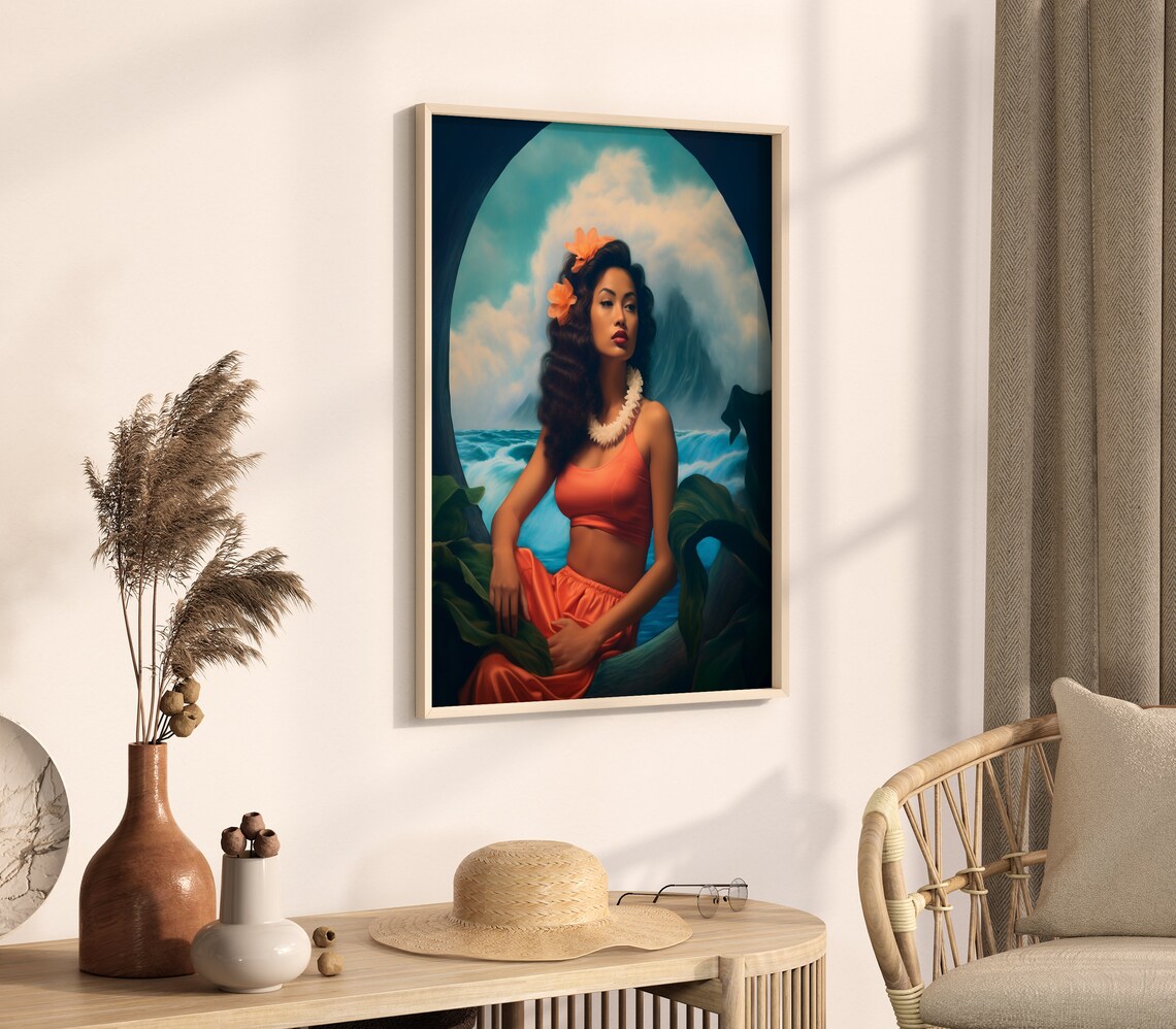 Hawaiian Woman Art Print, Original Hawaii Painting - Image 2