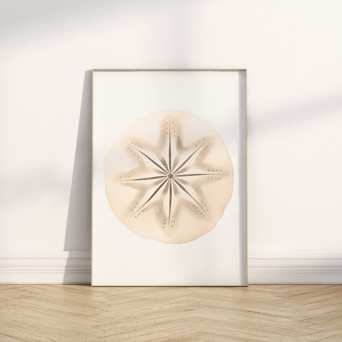 Beige Sand Dollar Watercolor Minimalist Neutral Coastal Wall Art Print Poster - Image 4