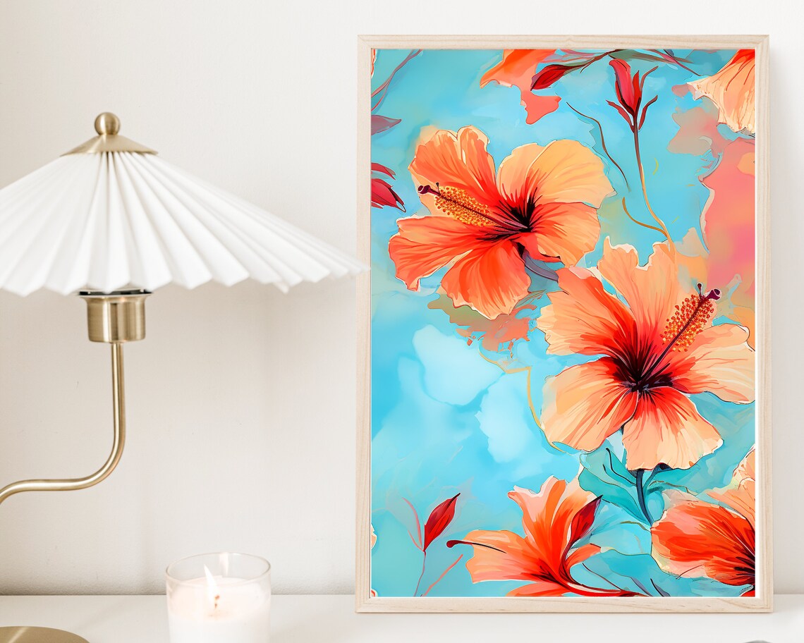 Vibrant Hibiscus Art Print, Tropical Floral Decor - Image 2