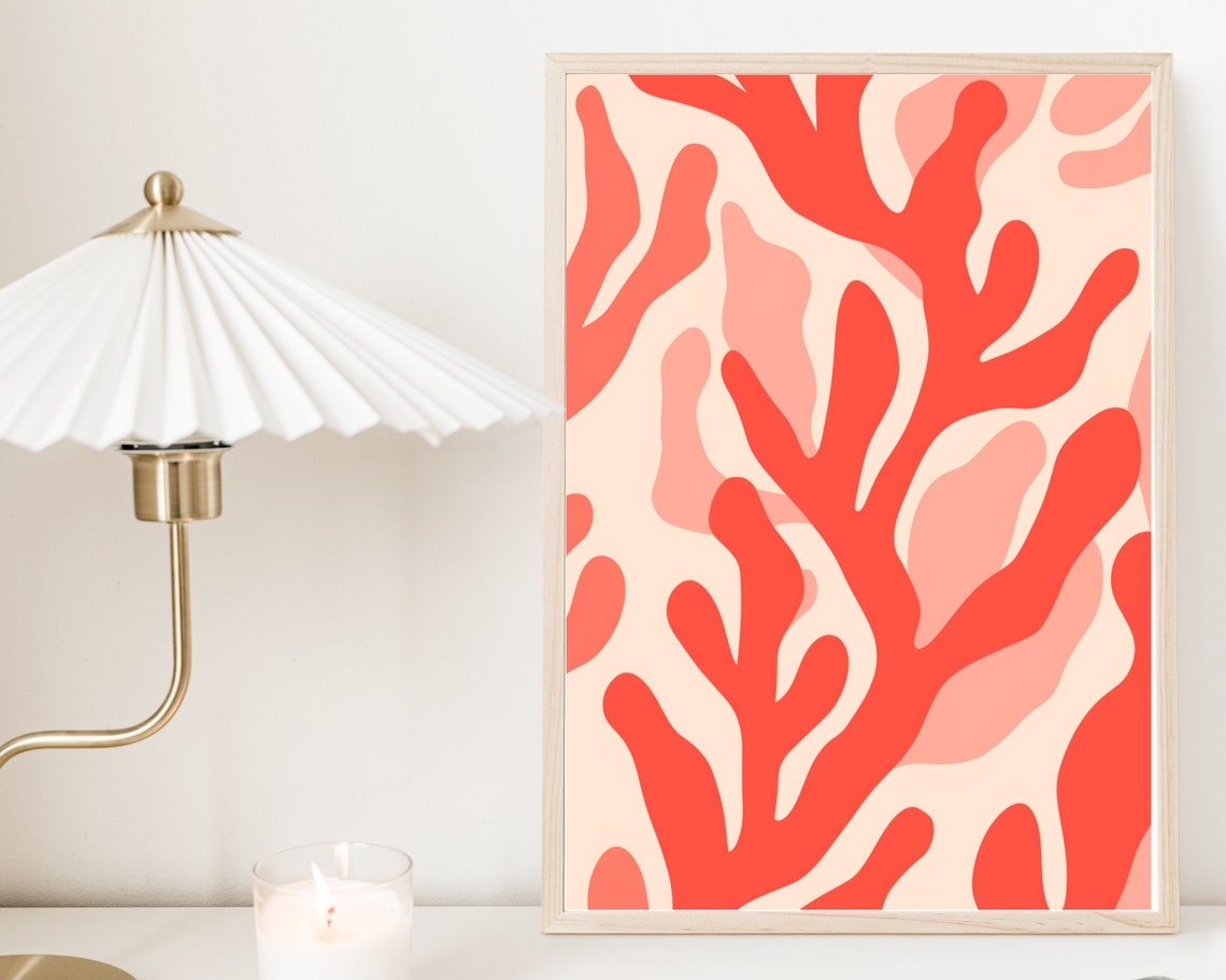 Matisse Style Coral Print Abstract Ocean Art Decor Boho Coastal Painting Sea Life Inspired Wall Art - Image 2