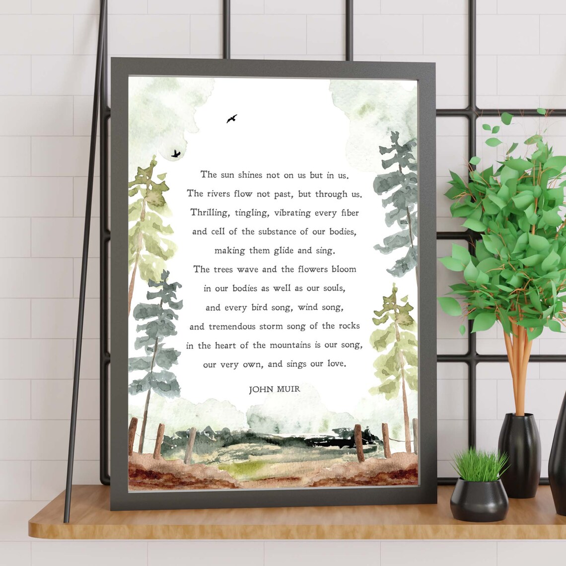 John Muir Nature Inspiration, Mountain River Art Print
